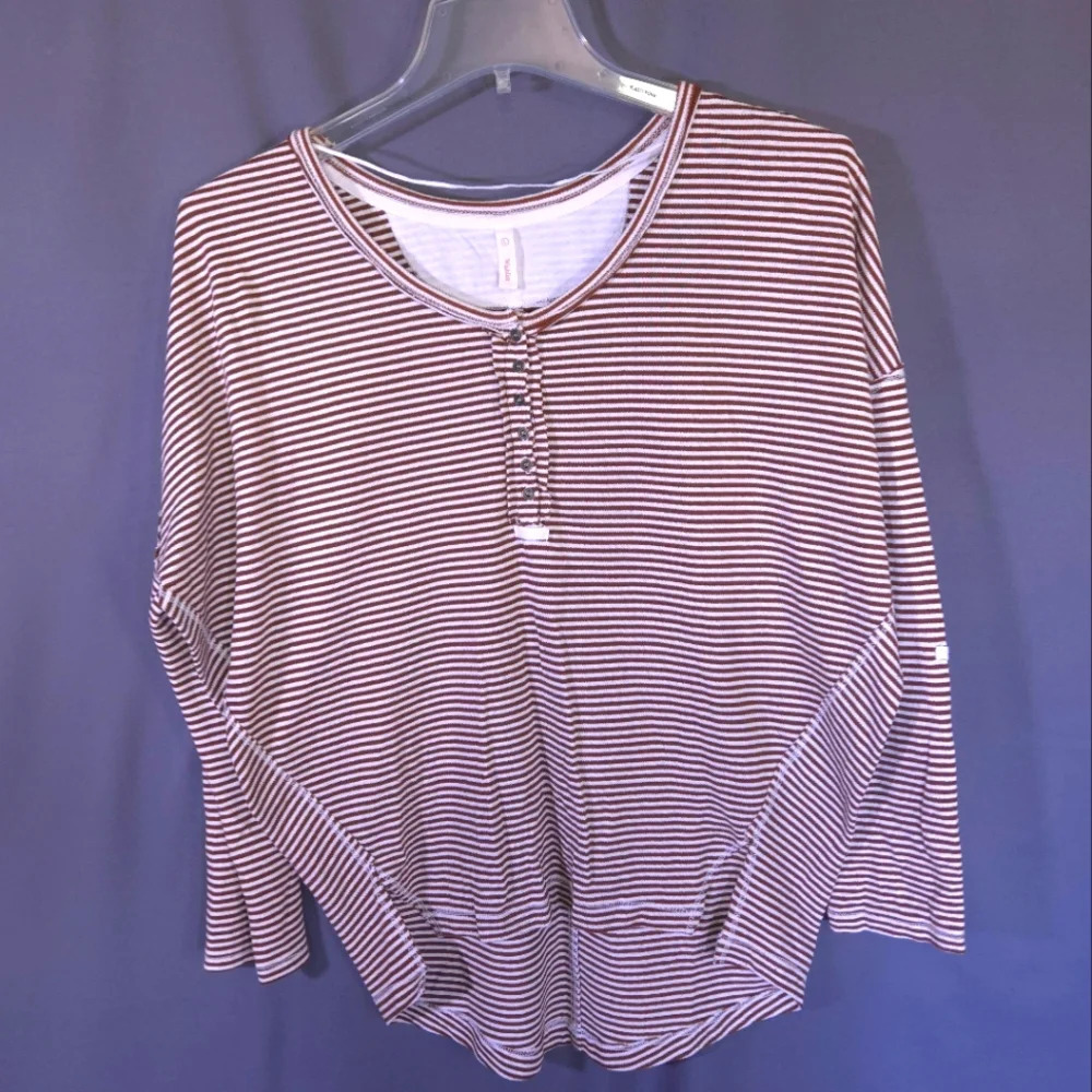 Wishlist‎ Striped Henley Womens Size Large Roll Tab Sleeves